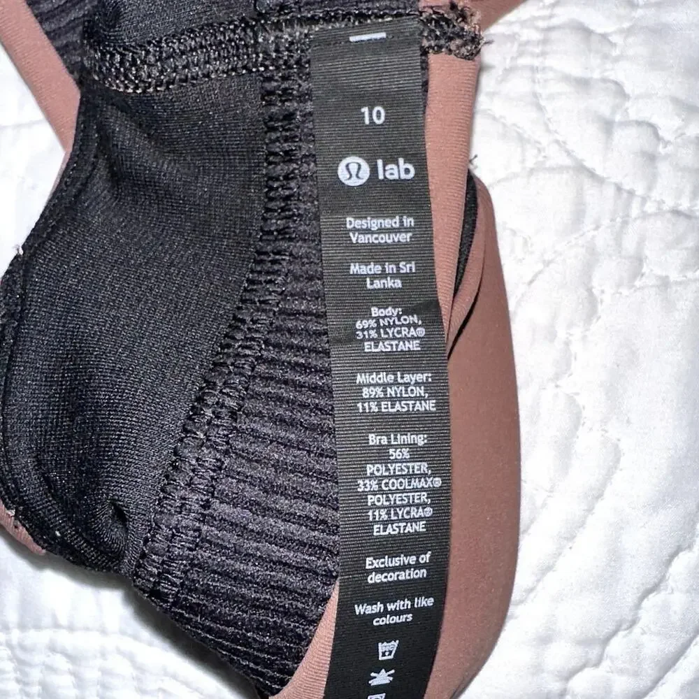 Lululemon Lab Luxtreme Womens Size 10 Dusty Mauve Deep V Cross Back Sports Bra - Picture 3 of 3